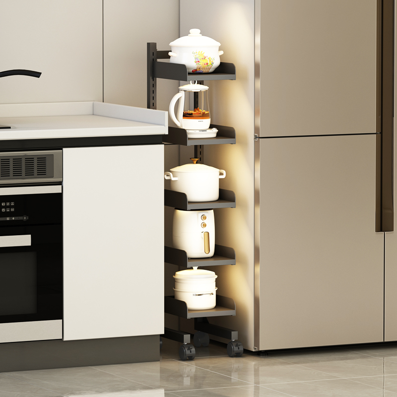 厨房夹缝置物架落地多层极窄身冰箱缝隙旁边靠墙窄缝收纳储物柜子