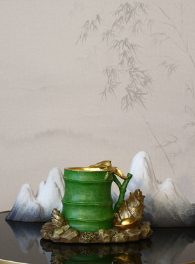 节节高升竹子笔筒摆件新中式书房办公室桌面摆件送老师小礼物礼品