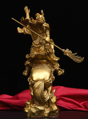 铜关公像骑马武财神关二爷佛像客厅玄关店铺桌面摆件装饰开业礼品