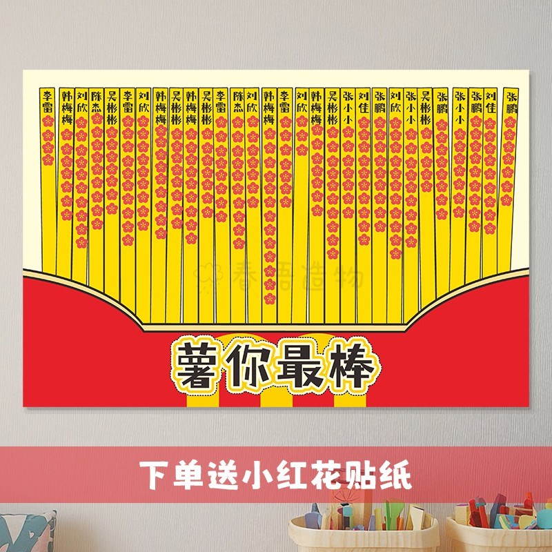 班级文化布置评比栏小学幼儿园教室装饰贴纸小红花积分表奖励墙贴