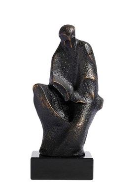 中式轻奢网格花瓶金属禅意人物摆件办公室客厅茶几样板间软装组合