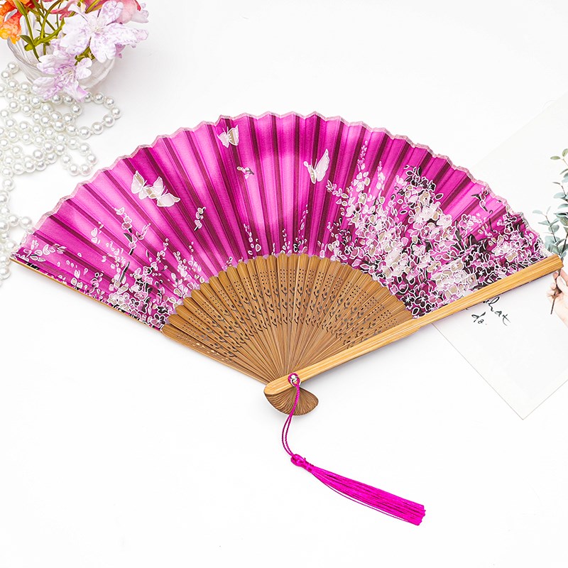 真丝古风扇子折扇中国风汉服女旗袍舞蹈跳舞学生夏日随身折叠小扇