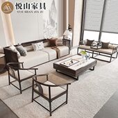 新中式 禅意沙发组合酒店样板房民宿会所茶室茶楼接待双人休闲卡座