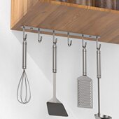 橱柜下挂钩悬挂式 304不锈钢厨房一排长条隔板下吊钩架家用免打孔