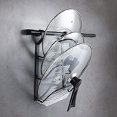 黑色厨房锅盖挂架免打孔不锈钢筷子笼菜板厨具壁挂杆钩收纳置物架