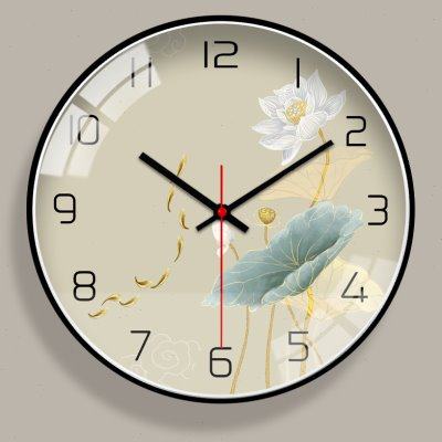 荷钟表挂钟客厅家用时尚新中式挂墙挂钟轻奢现代简约静音时尚墙钟,家居饰品,挂钟,淘宝优惠券,粉丝福利购,淘宝优惠卷