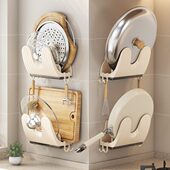 锅盖架厨房置物架免打孔壁挂多功能菜板放置架子案板砧板收纳神器