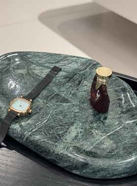 家居高级感云朵形l大理石托盘玄关摆件首饰收纳香薰托盘装饰摆件