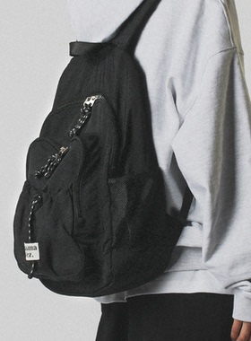 MASMARULEZ官方正品现货尼龙布轻便双肩包女生大容量通勤背包黑色