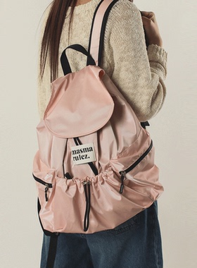 MASMARULEZ正品现货双肩包String flap backpack Glittery Pink