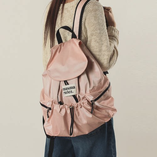MASMARULEZ正品现货双肩包String flap backpack Glittery Pink