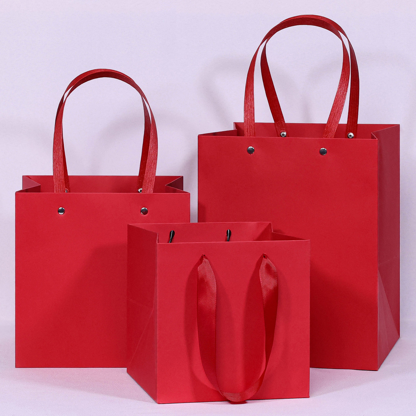 高档红色礼品袋方形底加宽大号手提袋喜庆节日伴手礼袋化妆品袋子