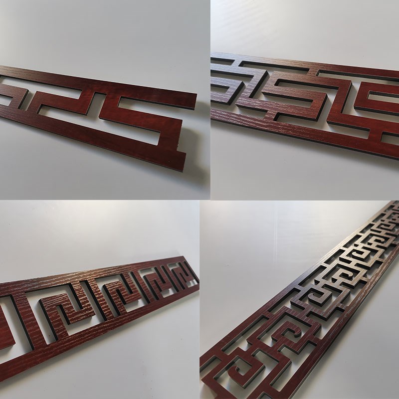 中医馆装饰线条回纹边框背景墙万字格吊顶木雕花格仿木 PVC雕花板
