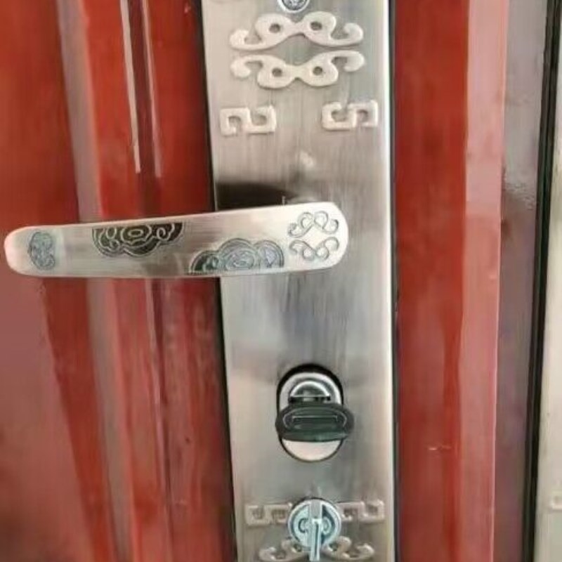 祥云款铁面铝把手大门锁室内锁豪华红古铜防盗门拉手通用孔距235