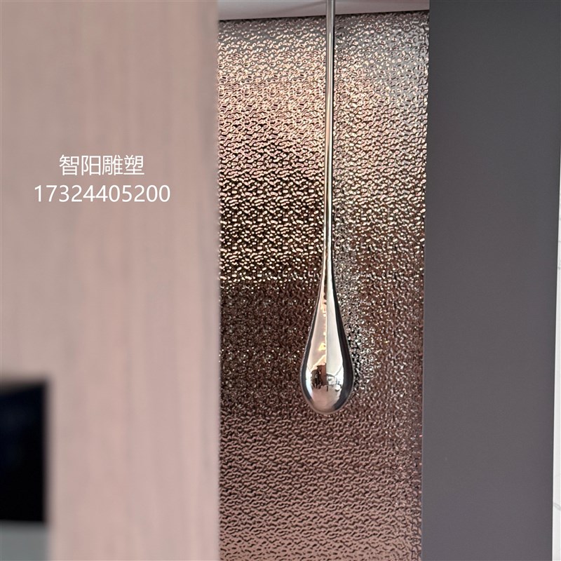 304不锈钢水滴造型雕塑酒店别墅室内玄关玻璃钢镜面吊饰摆件定制