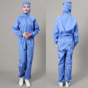 食品厂连体工作服透气棉薄款 防护服纯白色加工车间餐饮男女蓝耐磨
