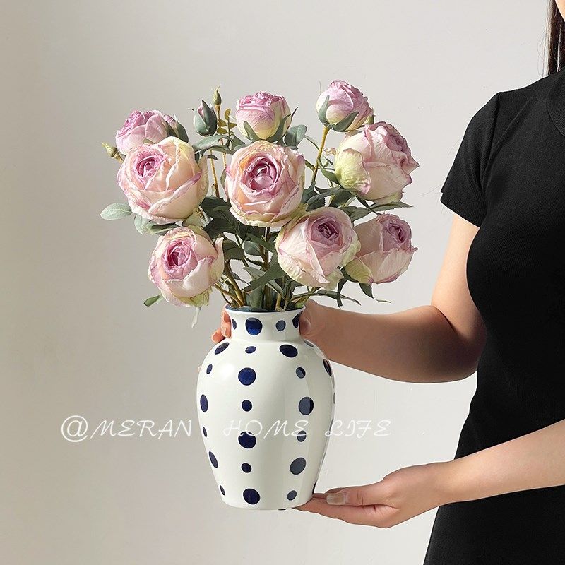 新手绘青瓷波点陶瓷瓶客厅餐桌水养插装饰复古器,家居饰品,花瓶,淘宝优惠券,粉丝福利购,淘宝优惠卷