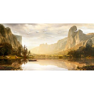 欧式 画芯贴画自粘贴画 古典山水聚宝盆风景油画画心壁画无框画横版