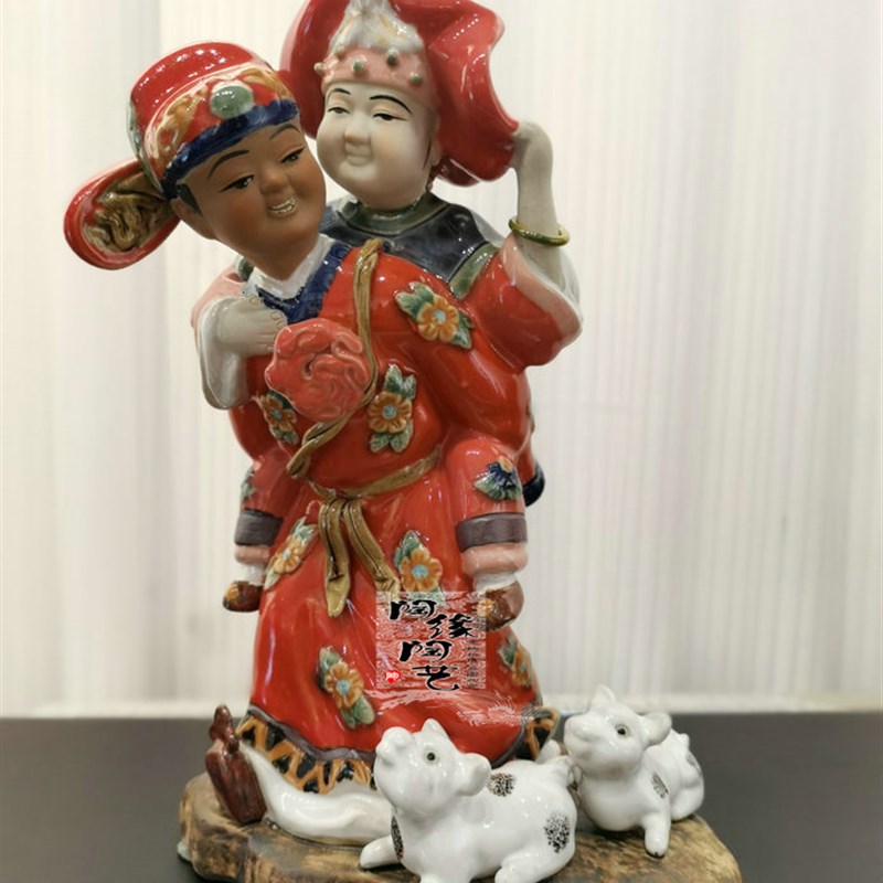 陶瓷工艺品 石湾公仔 百年好合 婚庆礼品