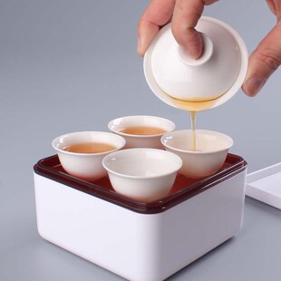 订制简单功夫茶便携式差距茶具套装家用logo旅游工夫印字定制茶道