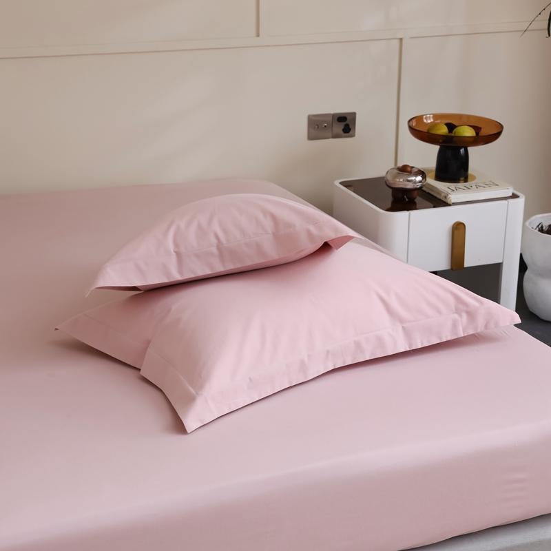 100支磨毛粉色牀单单件纯棉全棉单人1米8被单枕套三件套2023新款
