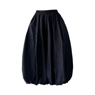 白色半身裙女2024夏季新款高个子显瘦中长款高级感校园蓬蓬花苞裙