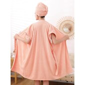 菠萝格浴袍女非纯棉全棉可穿浴巾珊瑚绒加厚家用吸水交叉绑带浴裙