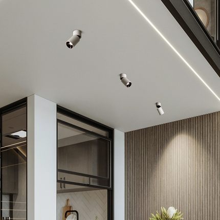 led防眩明装射灯可调角度折叠cob免开孔商用背景墙走廊吸顶式筒灯