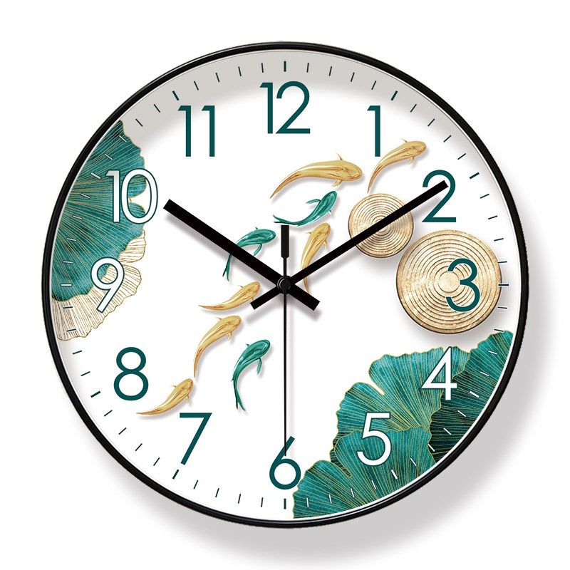 易普拉6096中式九鱼挂钟客厅钟表挂墙时尚吉祥时钟静音扫秒石英钟,家居饰品,挂钟,淘宝优惠券,粉丝福利购,淘宝优惠卷