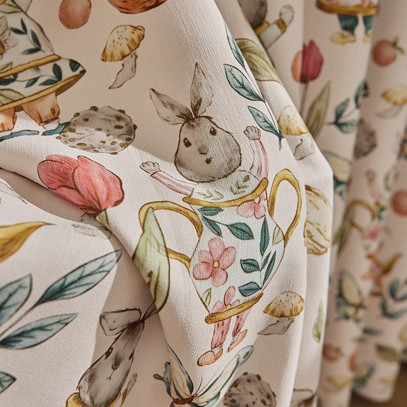 2023年秋冬款儿童房卡通雪尼尔加厚遮光窗帘女童小兔子配套窗纱帘,居家布艺,定制窗帘,淘宝优惠券,粉丝福利购,淘宝优惠卷