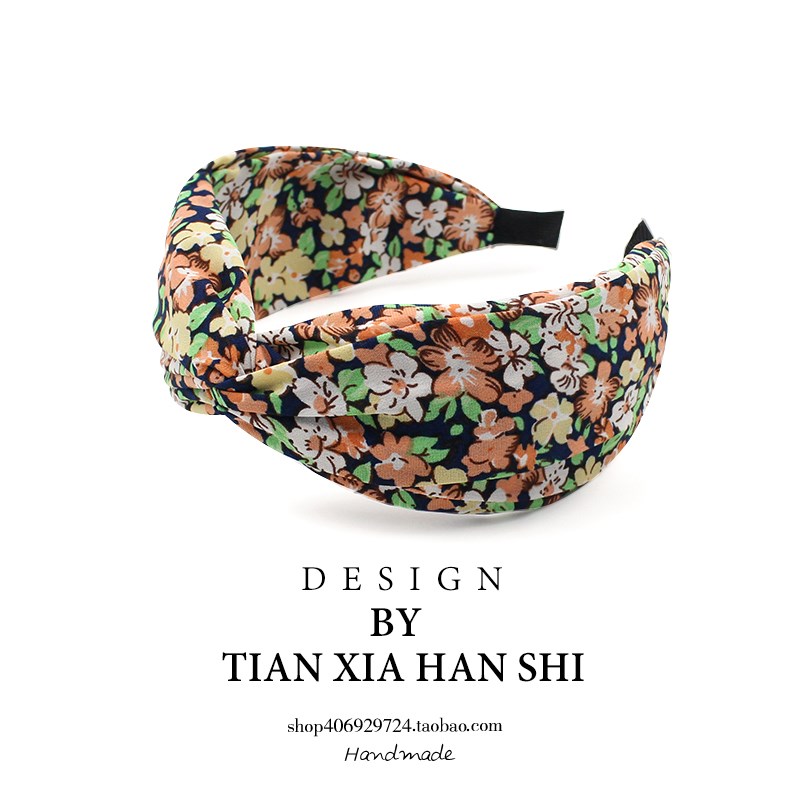 韩国儿童小清新碎花交叉宽版发箍女童甜美简约卡碎发百搭森系头饰