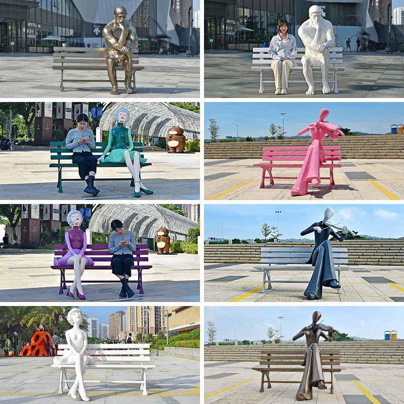 户外卡通动物座椅园林景区休闲公园椅网红玻璃钢雕塑商场美陈摆件