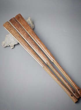 95寸老料纯手工红全麻竹贴梁刮篾文玩折扇棕金丝流星纹苏宣纸折扇