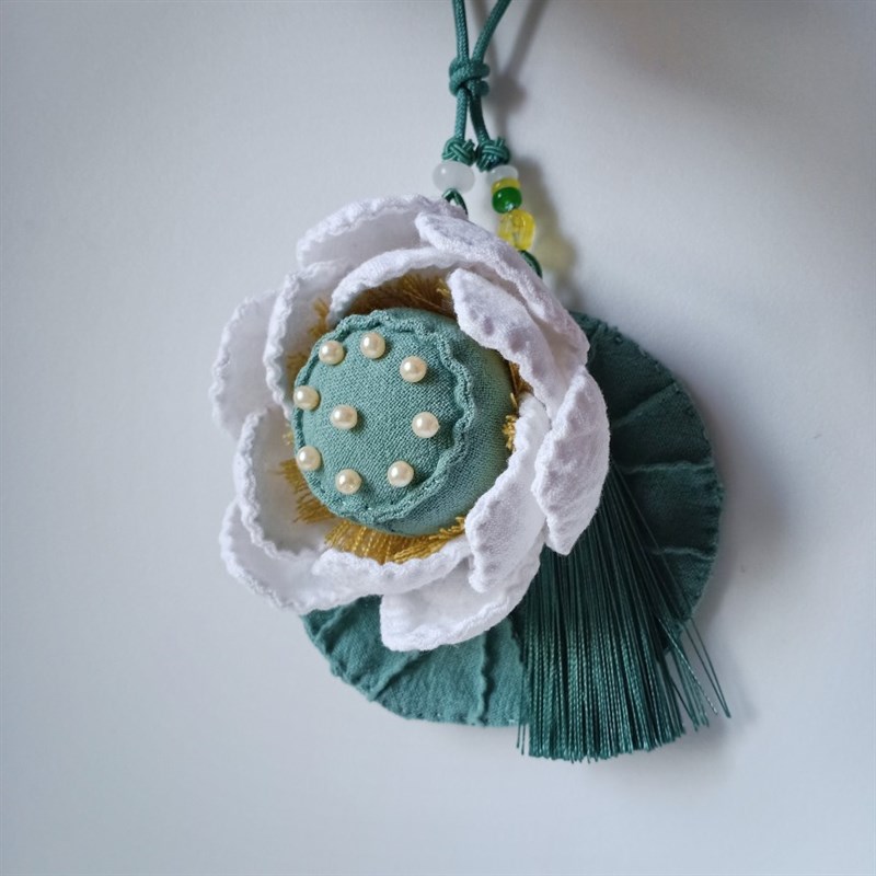 晨辉手创清新淡雅白荷香包家居挂件包包挂饰新推出可更换香料款