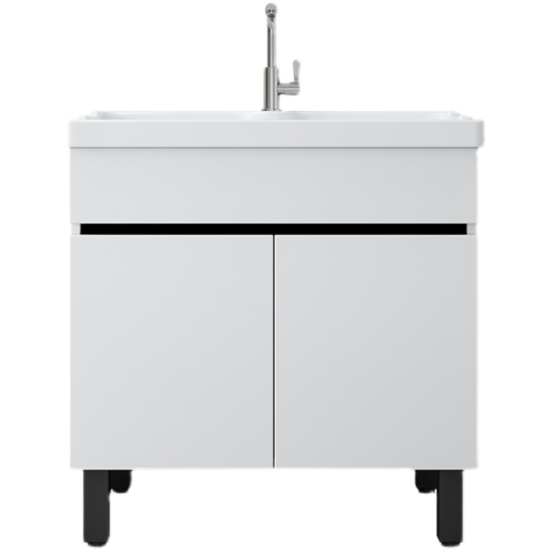 实木洗衣柜陶瓷洗衣盆带搓板阳台洗衣池室内外落地柜洗手一体台盆