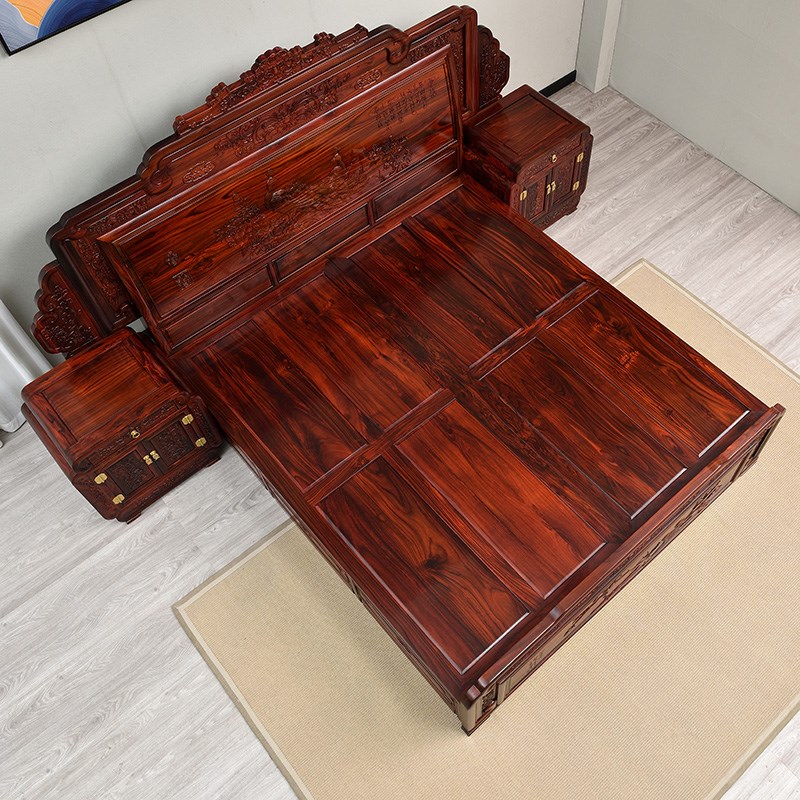 红木大床人床印尼黑酸枝中式卧室家具阔叶黄檀实木床1.8米婚床