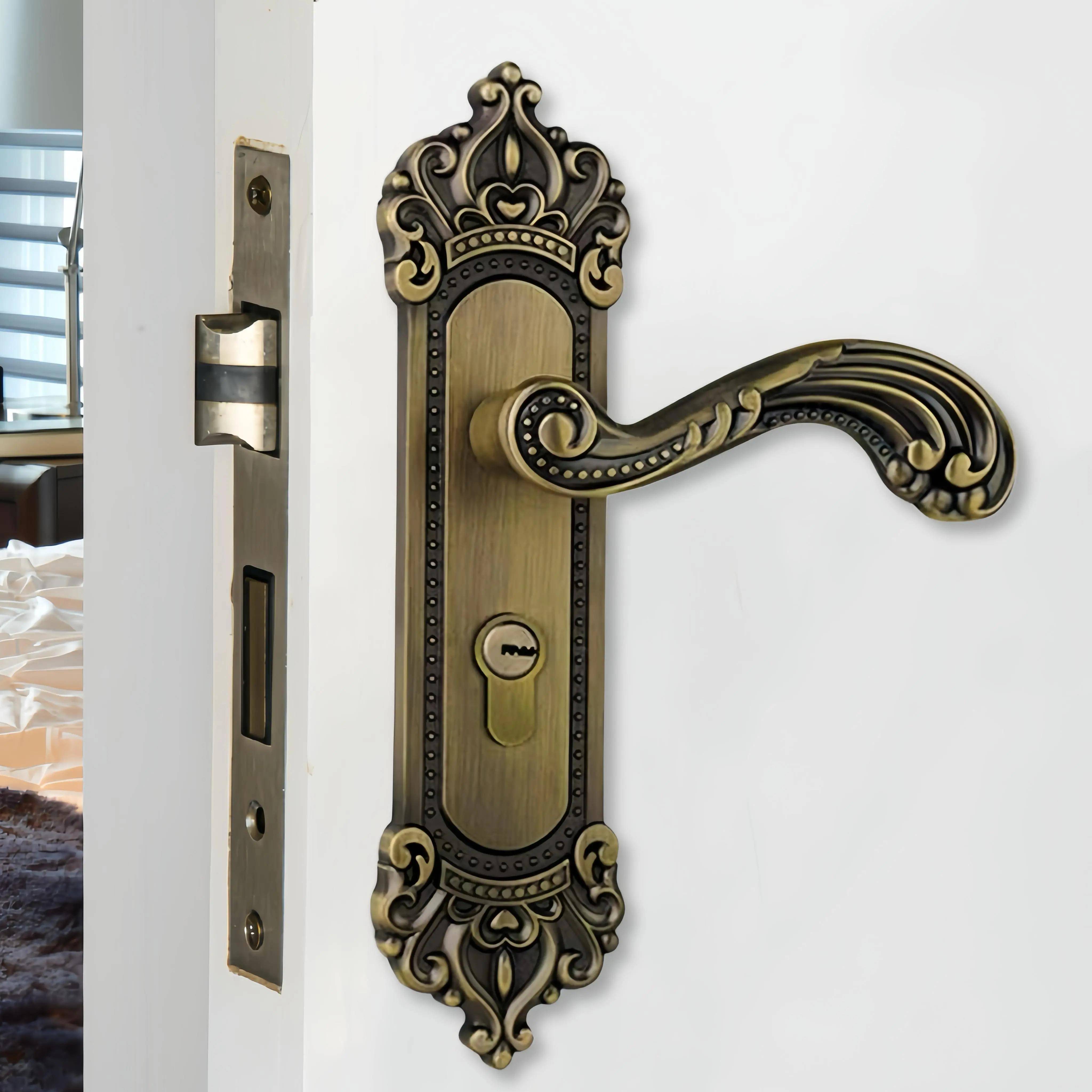 门锁卧室木门静入音锁欧式把体手古铜色YSC时尚复通用型户木门古