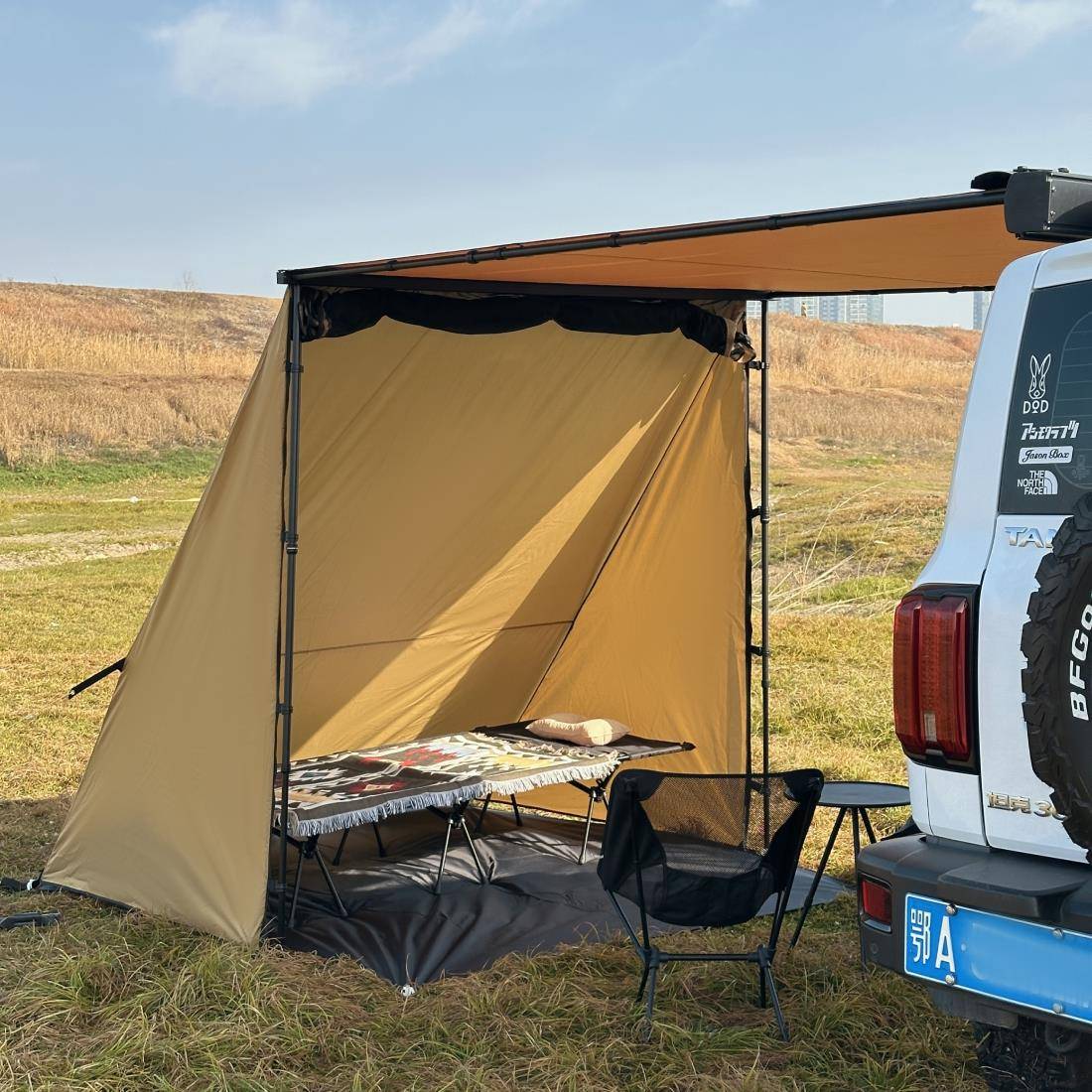 简森户外车边帐拓三角庇护所2帐篷P展roJNP幕侧天防帐虫遮阳篷布