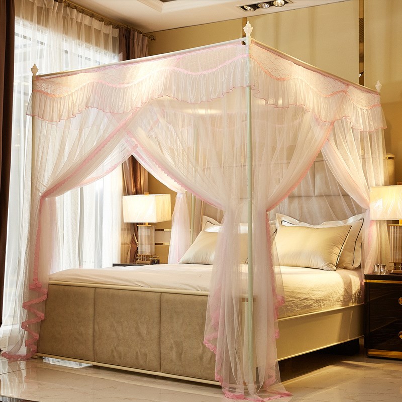 三开门宫廷落地蚊帐家用公主风1.5m1.8米支架1.2m2米床加密加厚双