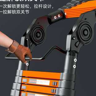 GJU8伸缩梯子加厚铝合金工程梯便携直梯升降梯家用人字梯不锈钢折
