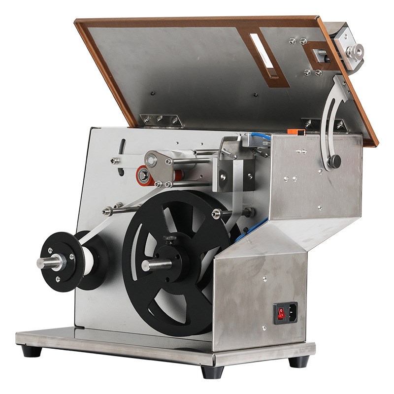 半自动直角贴标机透明防伪不干胶标签方形盒子手推式封口剥离剥标