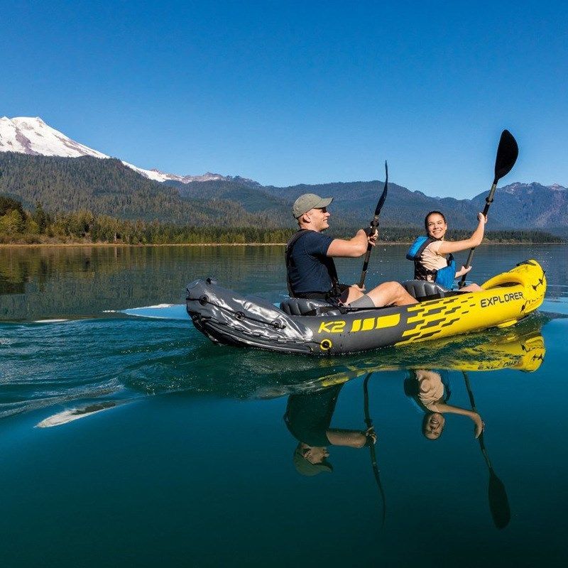 INTEX68307探险者二人充气船充气艇橡皮划艇2人冲锋独木舟加厚