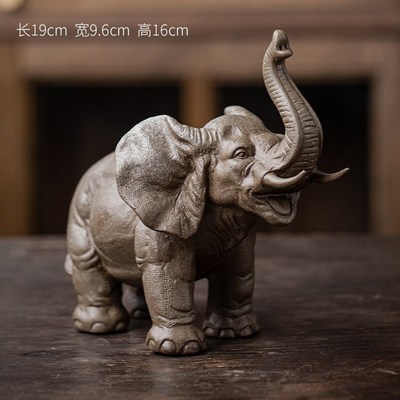 创意大象摆件一对红色陶瓷工艺品玄关招财办公室客厅酒柜家居装饰