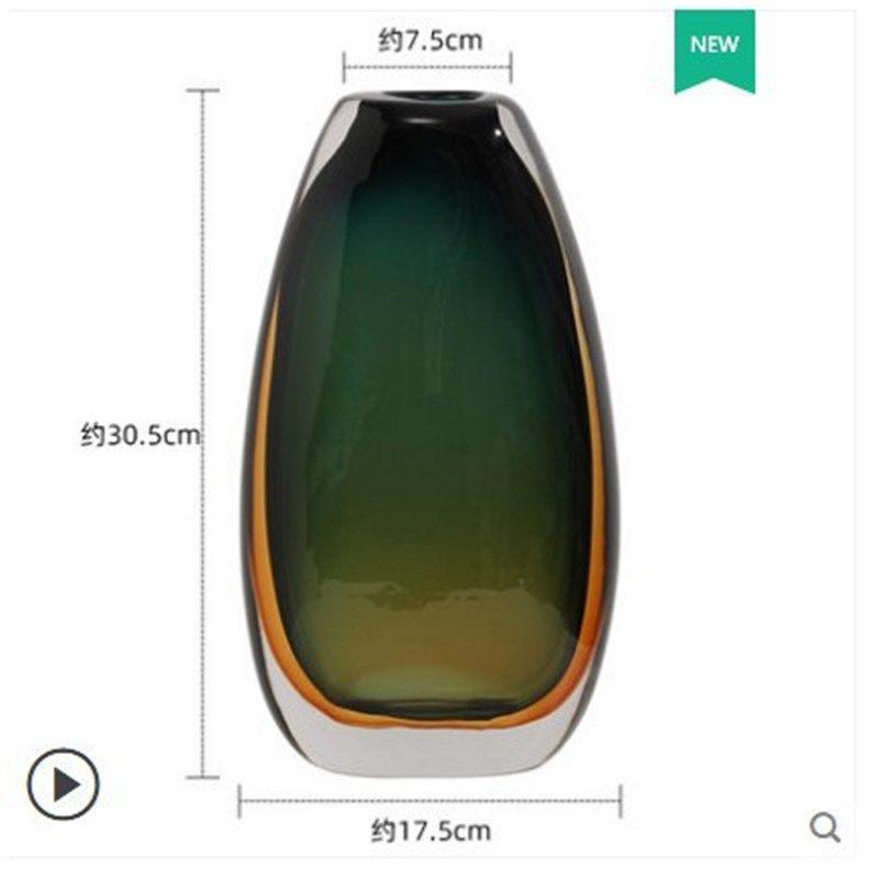 琉璃花瓶摆件创意简约客厅插花玻璃花器现代轻奢桌面玄关软装饰品