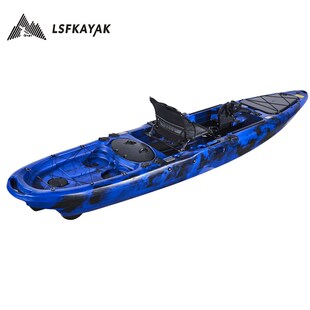 单人脚踏船带轮子单人脚踏皮划艇 脚踏钓鱼船海钓船 脚踏卡亚克舟