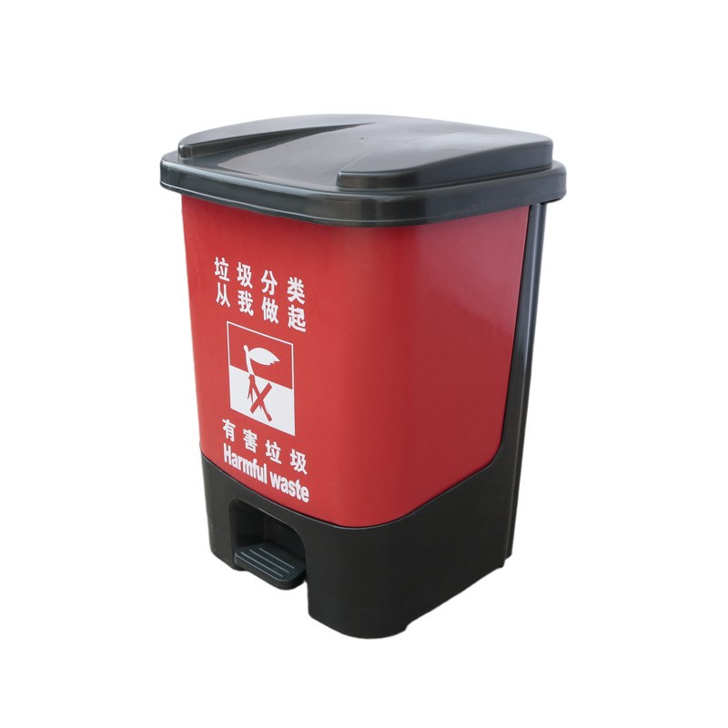 汇嘉塑胶家用塑料脚踏弹盖垃圾桶厂家直供20升脚踏单桶分类垃圾桶
