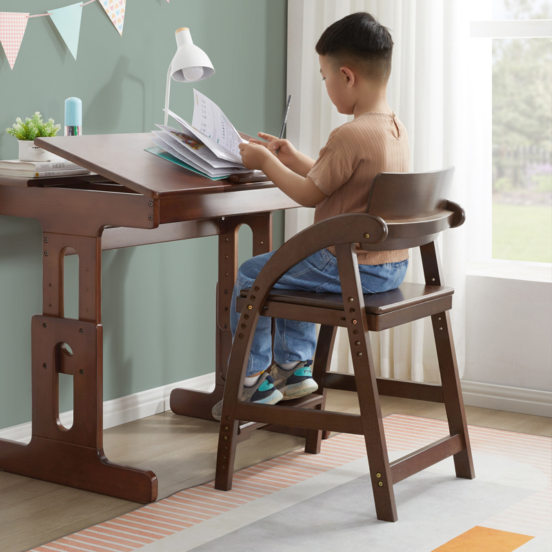 实木儿童学习椅坐姿矫正座椅家用可升降餐椅学生写字书桌椅子靠背