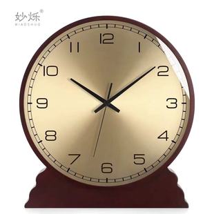 新客厅座钟实木大气钟表摆台式摆钟大号桌面台钟复古