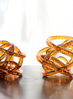 艺术现代创意彩色玻璃麻团高端样板间桌面台面壁柜装饰品