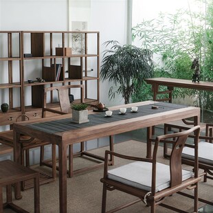璞木新实木茶桌椅桃泡茶桌茶室餐桌会议桌家具